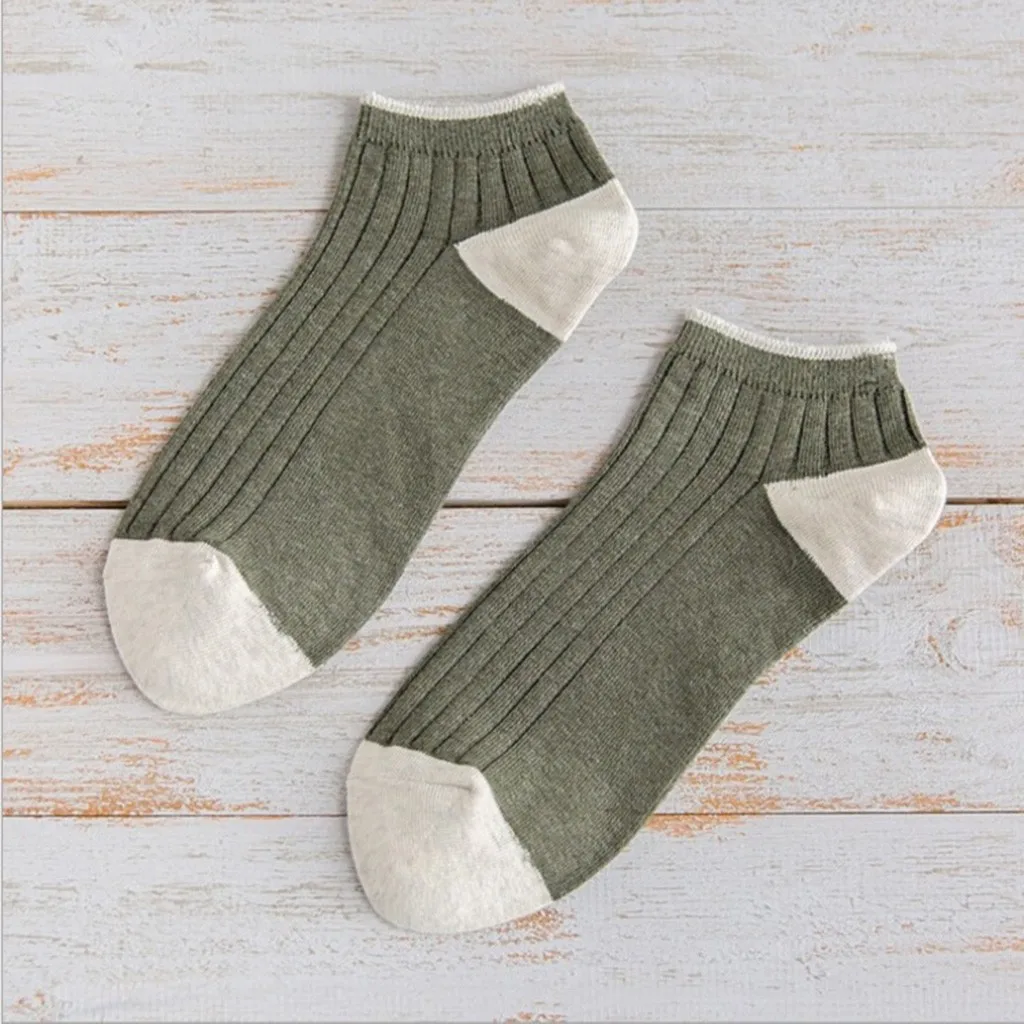 Men's Casual Shallow Mouth Vertical Striped Boat Socks Low-Top Socks