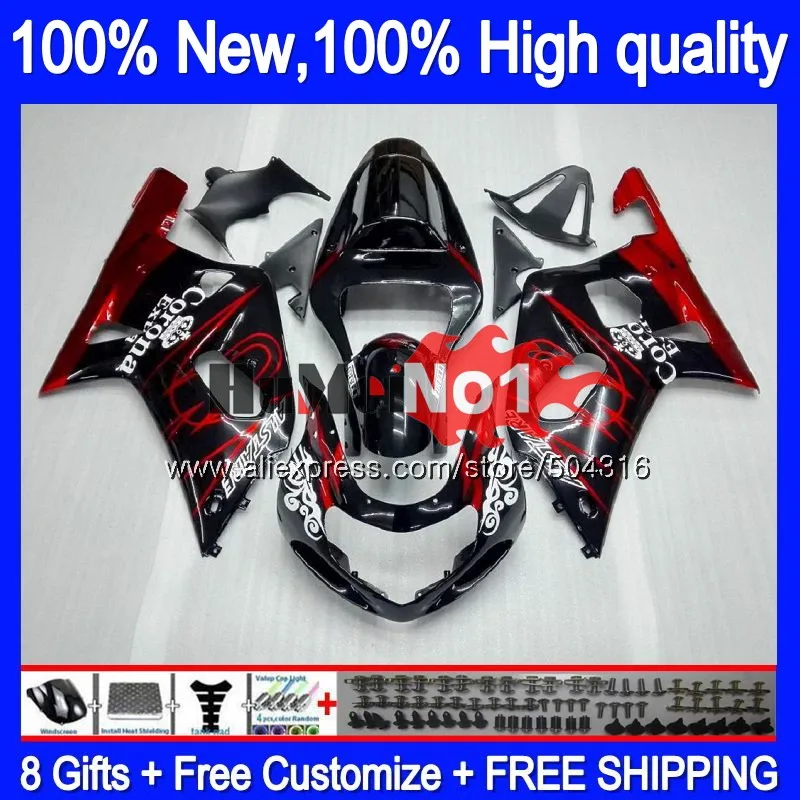 Корпус для SUZUKI GSX-R600 GSXR 600 K1 GSXR600 14MC. 10 GSXR 750 01 GSXR-600 GSXR750 2001 2002 2003 01 02 03 красный Обтекатели corona