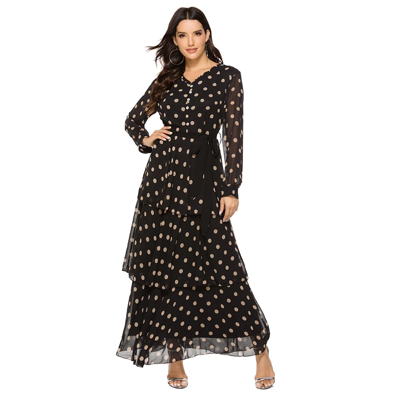 Элегантное модное мусульманское платье Дубай абайя Турция с длинными рукавами