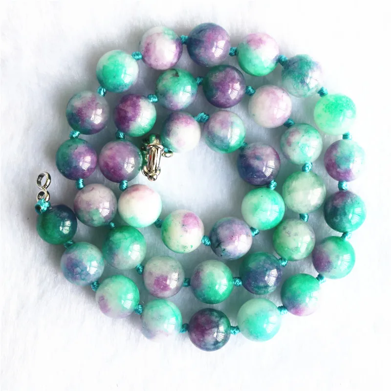 

Free shipping fashion 10mm round beads multicolor Chalcedony Kunzite jewelry necklace for women party romantic gifts 18inch MY46