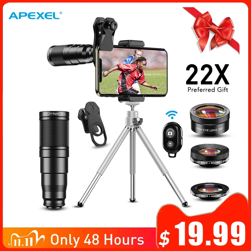 APEXEL 2020 новый комплект объективов для HD камеры телефона 4 в 1 телескопический