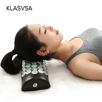 

KLASVSA Natural Jade Neck Massager Pillow Far Infrared Cervical Traction Therapy Stretcher Health Care Pain Relief Relaxation