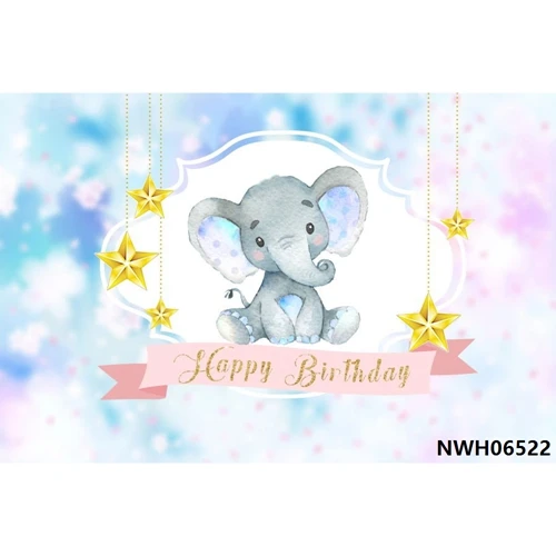 Детский фон для фотосъемки с изображением слона, Луны, звезды, новорожденных девочек, детей, дня рождения, фон для фотостудии, реквизит для фотосессии - Цвет: NWH06522