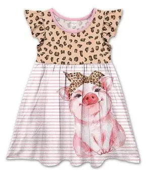 

Latest flutter animal pig print Leopard mock up girl boutique kids clothes