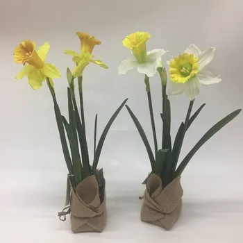 

Top Grade Model Narcissus Potted Plant Imitation Flowers Green Vegetation Artificial Flower Home Decoration Furnishings Green Ve