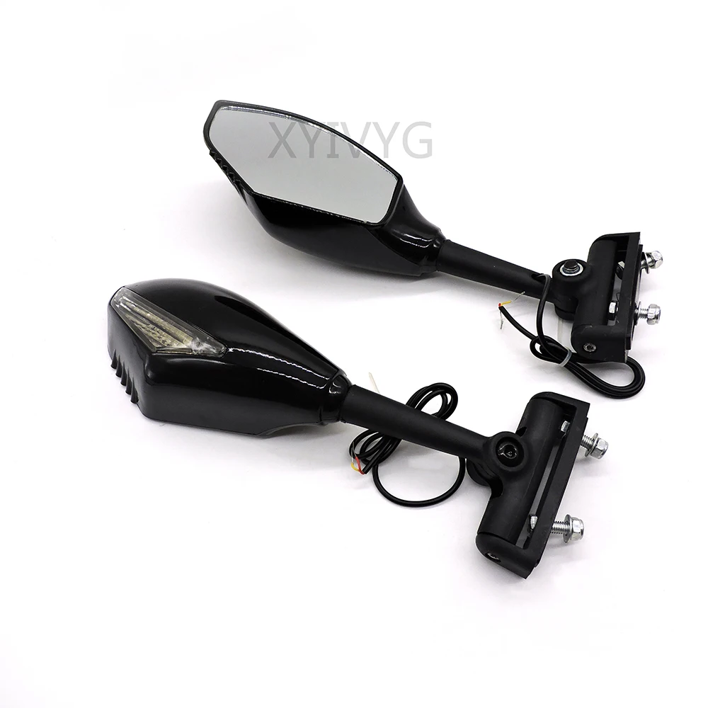 

Wide-angle Convex Motorcycle Rear View Mirror Plastic Black Mirror Motorbike Mirror With Light Turn Signal High Quality