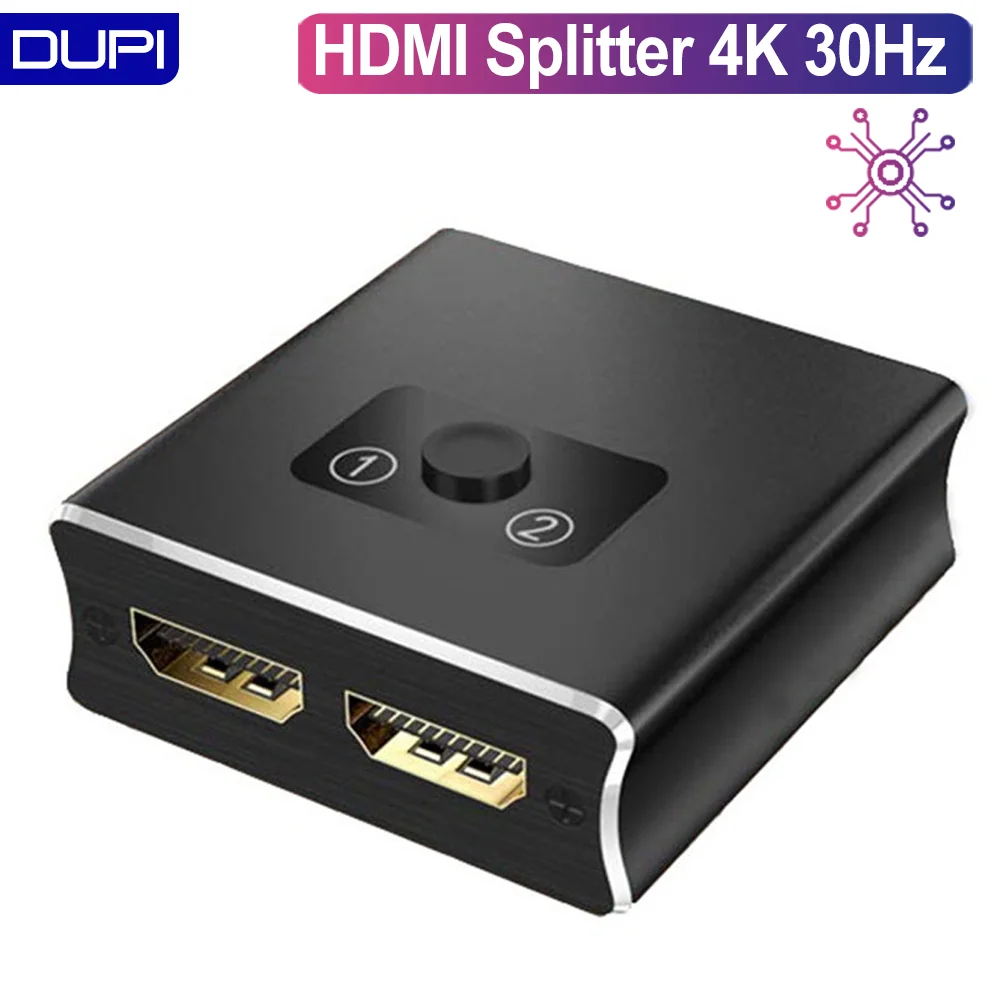 HDMI переключатель 4k * 2k 30Hz 2 in 1 out / разделитель Алюминиевый сплав чехол 4 кабель для