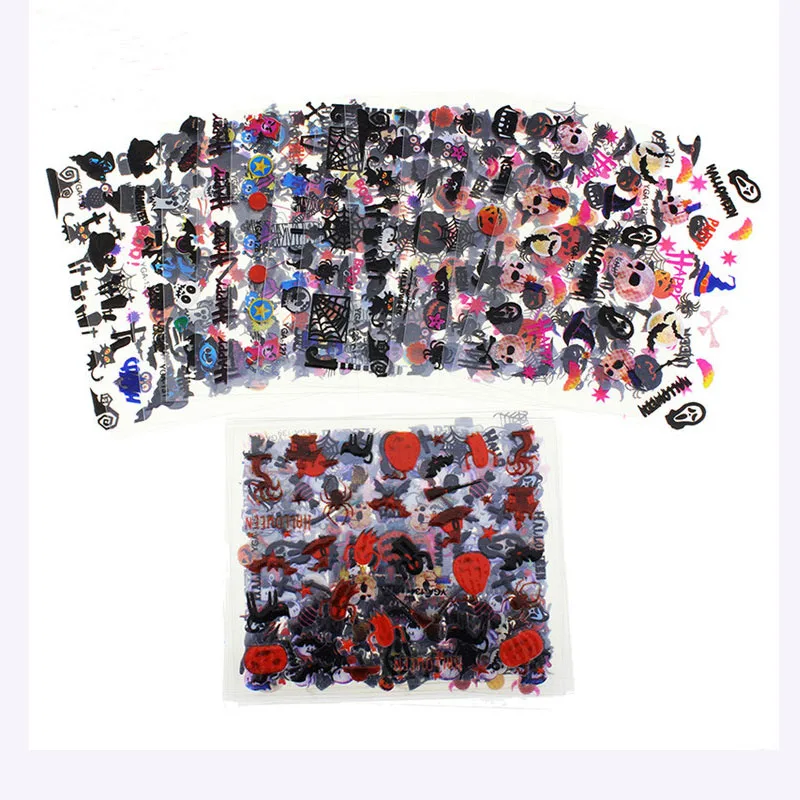 

24pcs/Set Halloween Design Nail Art Stickers Adhesive Transfer 3D Skull Pumpkin Decals Nail Art DIY Decoration