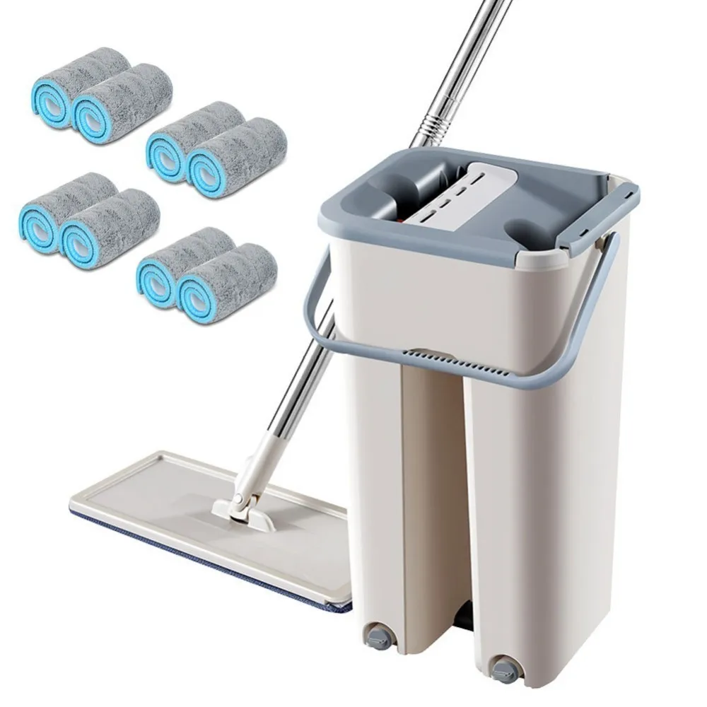 

2019 New 360 Degree Cleaning Mop With Bucket Replacement Mop Cloth Floor Cleaning Squeeze Flat Mops Kitchen Floor Cleaner
