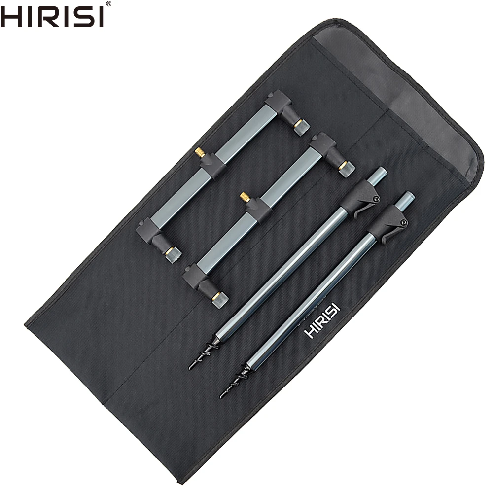 HIRISI Carp Fishing Tackle Rod Pod Set with Bag 2pcs Bank Sticks and 2pcs Buzz Bars