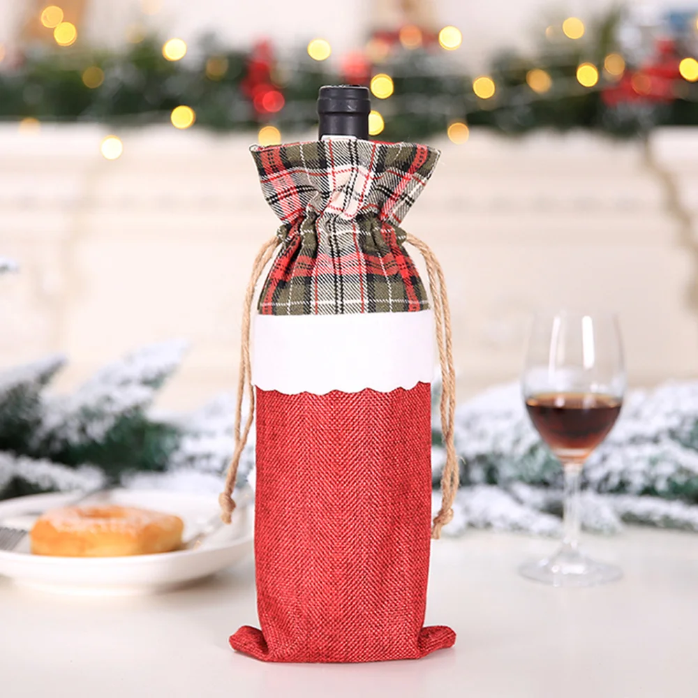 Рождественская бутылка вина чехол-сумочка с украшения для рождественской вечеринки для дома подарок на Рождество держатели для шампанского Рождественская Домашняя вечеринка настольные украшения