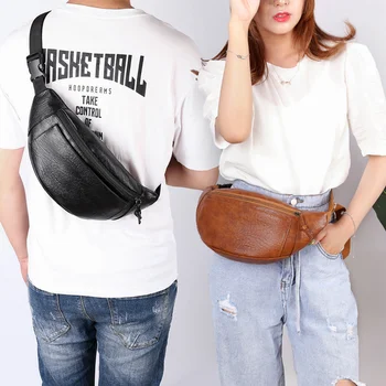 

Unisex Vintage PU Leather Fanny Waist Bag Classic Texture Creative Design Chic Multi-function Zipper Shoulder Pouch