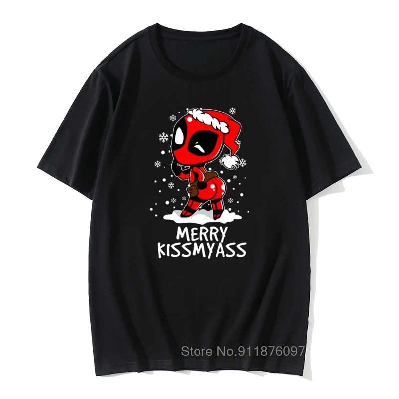 

Kiss Love Me Christmas Deadpool Tops Tees Tshirts Super 3D Hero Marval Dead Pool Autumn New Tops Tees 100% Cotton Tops Shirt