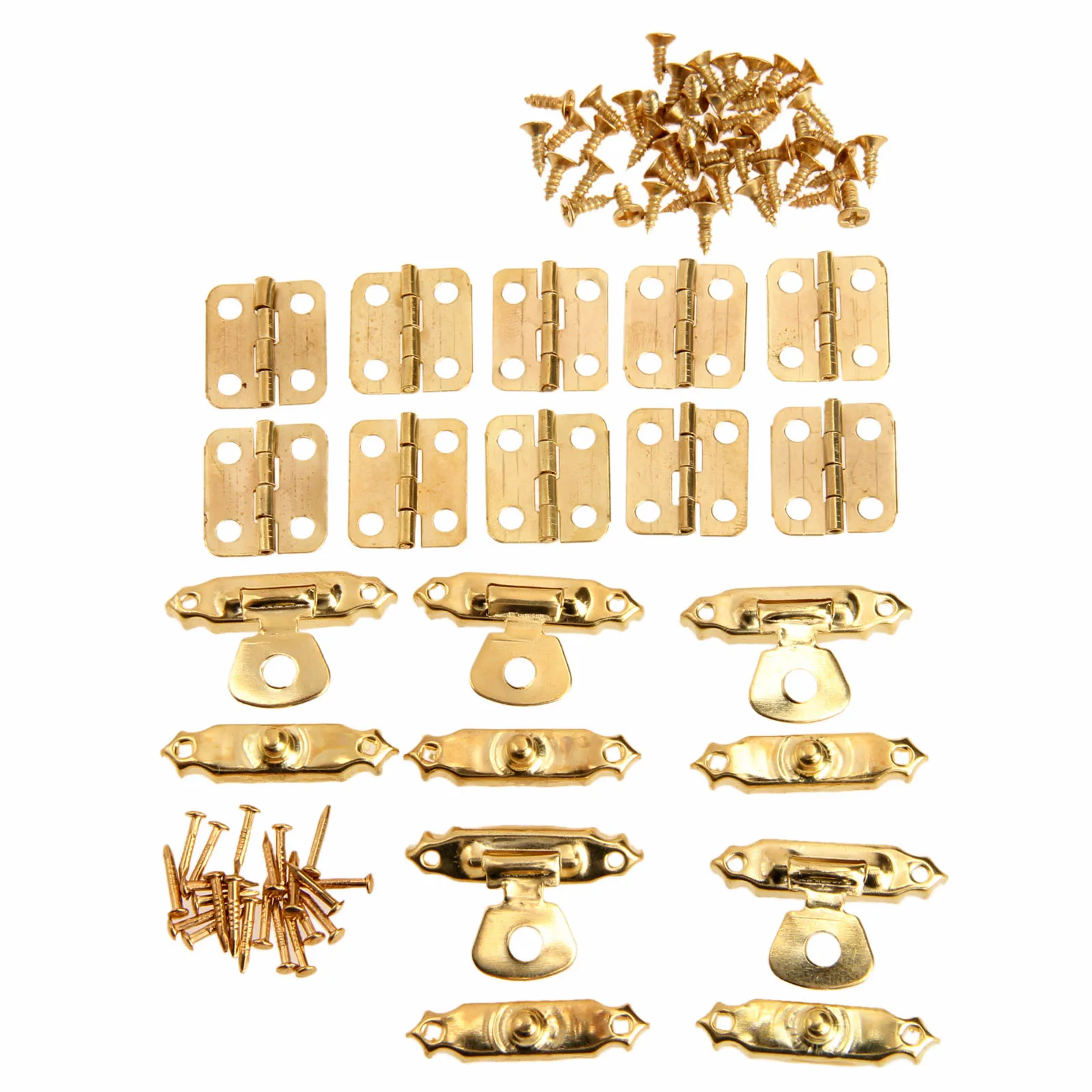 15Pcs/set Antique Bronze/Gold Furniture Cabinet Hinges with Jewelry Wooden Box Case Toggle Hasp Latch Iron Vintage Hardware Cabinet Door Hinges Furniture Hardware Toggle Latches Jewelry Box Hasps Decorative Latches