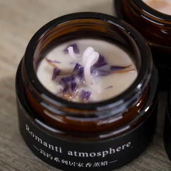 

10*7*7CM Aromatherapy Candle Soy Wax Brown Bottle Glass Candle Decoration-forget-me-not Purple#