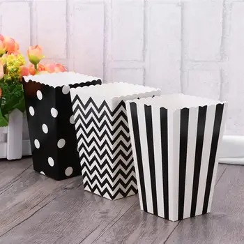 

48pcs Popcorn Carton Rugby Stripe Wave Dot Pattern Decorative Dinnerware for Birthday Parties / Baby Showers / Graduat