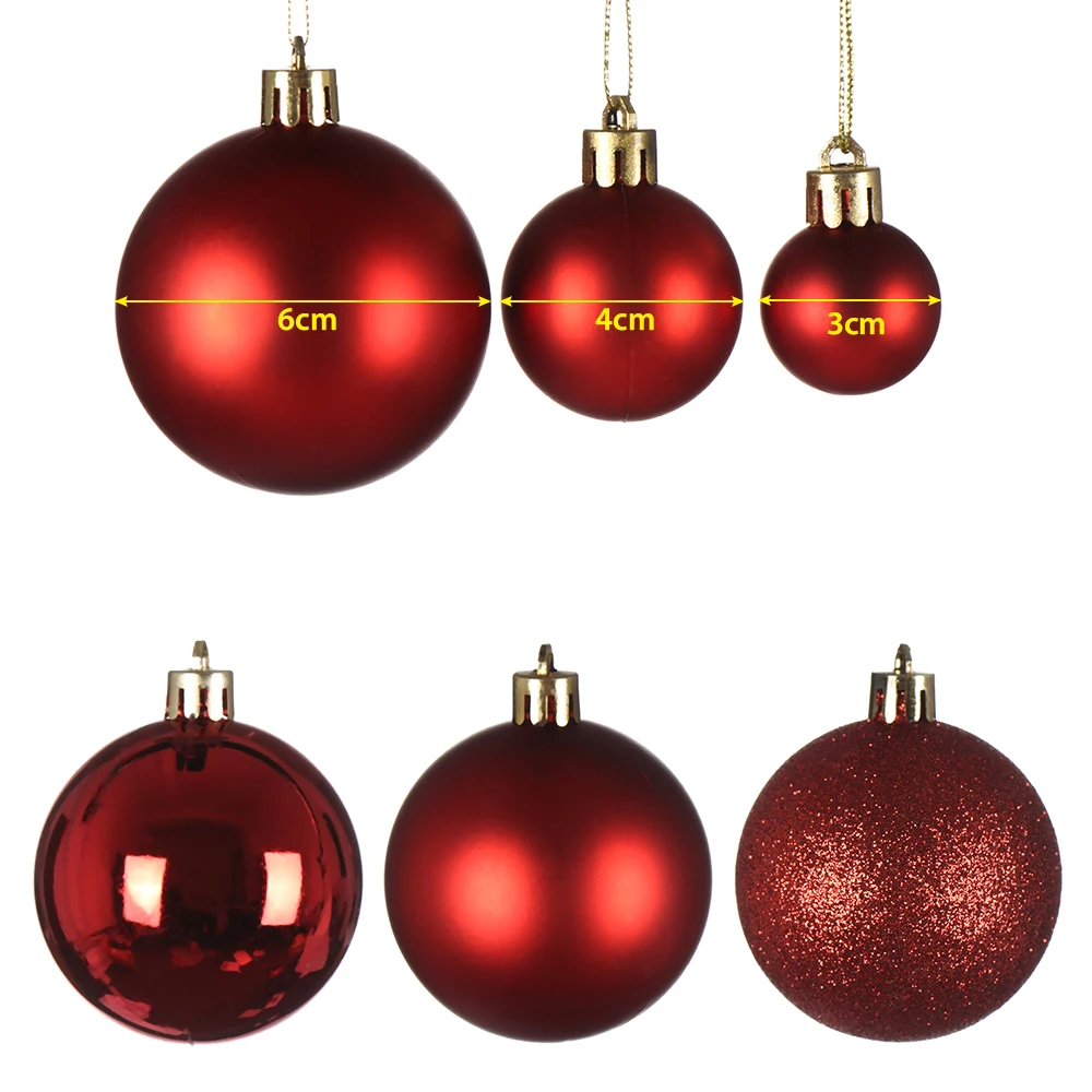 24Pcs 4cm Gold Pink Champagne Red Metallic Christmas Balls Decor Christmas Tree Balls Xmas Decor for Home Noel New Year Gift