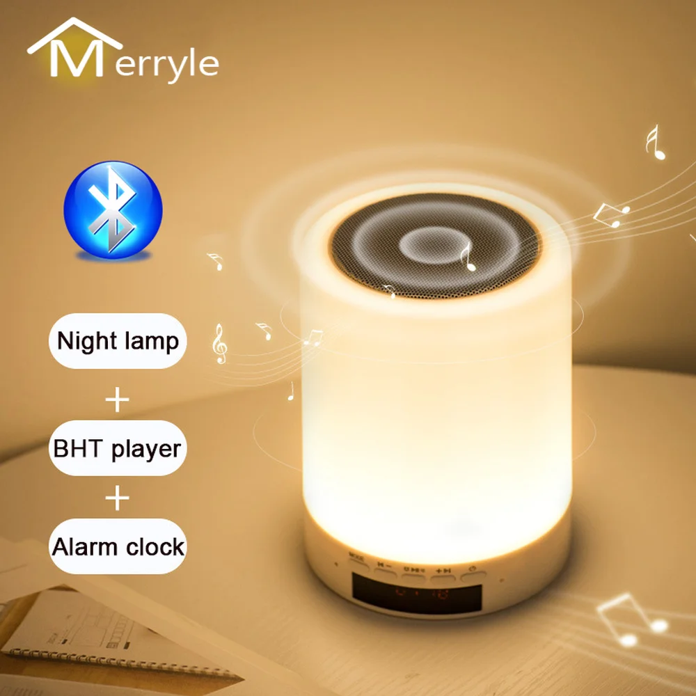 Lampada Altoparlante Bluetooth KAMARLIS - Luce Notturna Multicolor, Radio FM, Sveglia, Ricaricabile