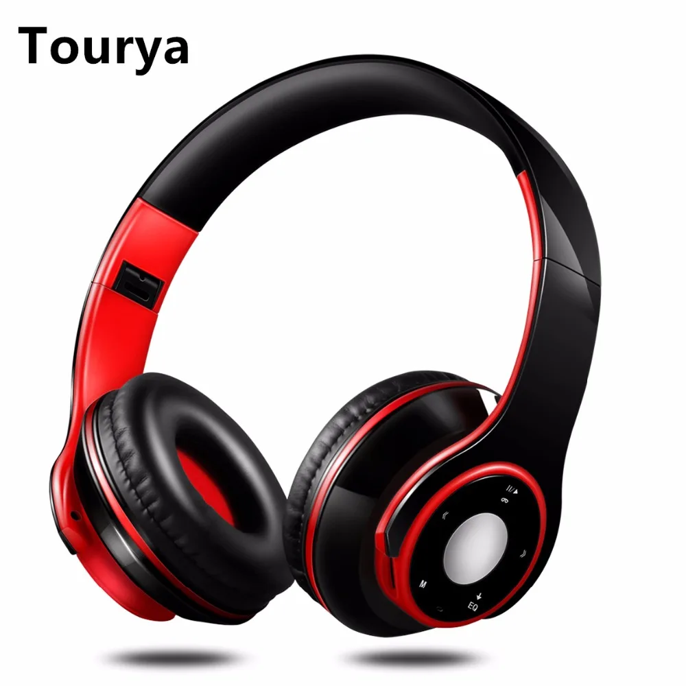 Tourya Беспроводной наушники Bluetooth гарнитура Регулируемые с микрофоном Поддержка TF
