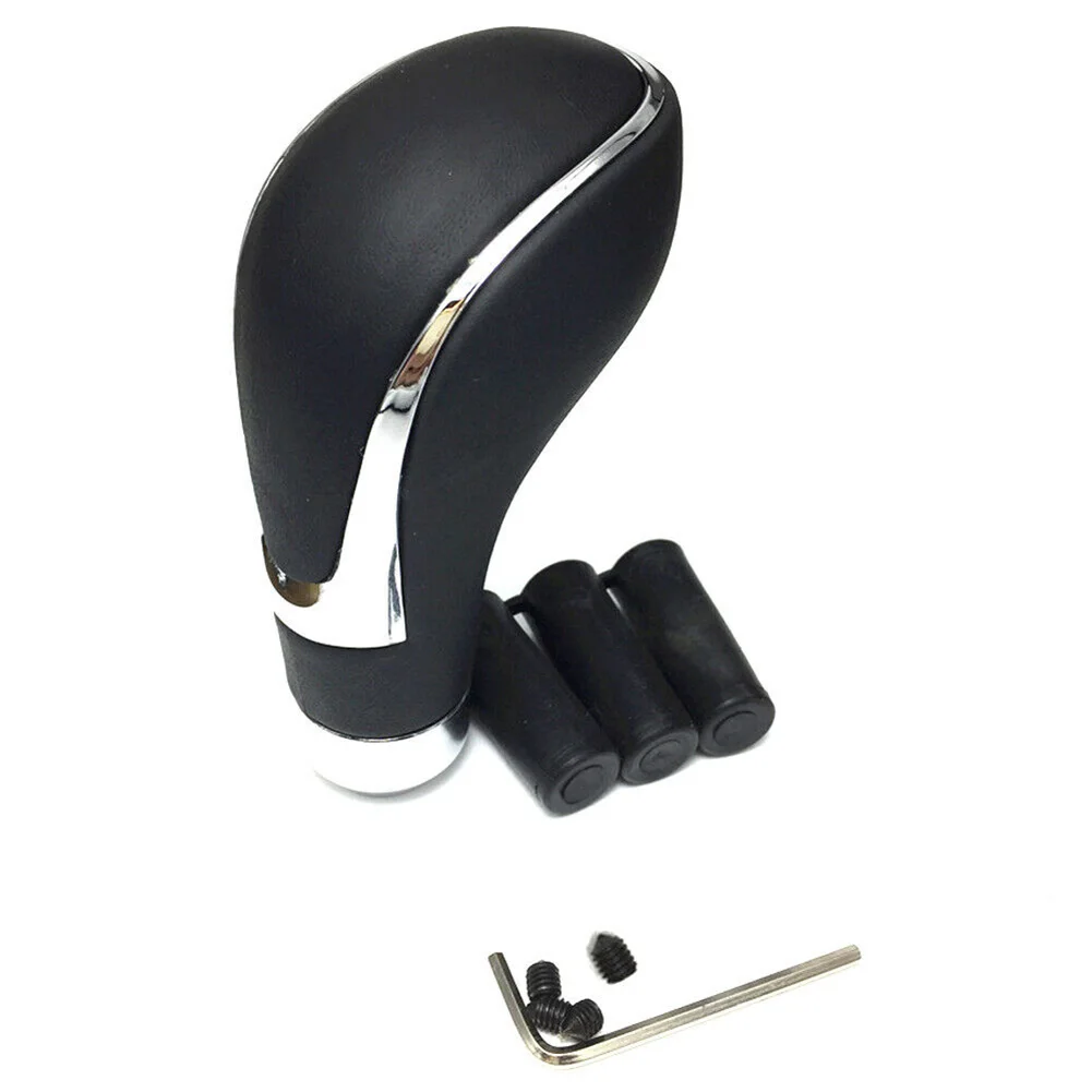 Ручная ручка переключения передач для автомобиля черная кожа + металл 11 см x 4 5