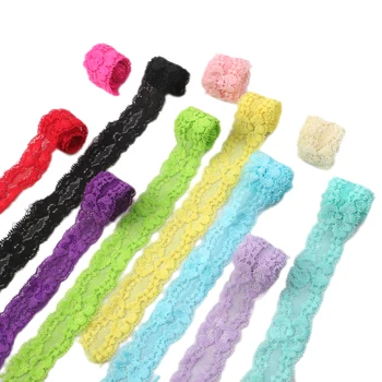 

David accessories Big Discount 100Pcs 22mm solid colors lace elastic ribbon ,DIY headwear holiday party decoration,100Yc7017