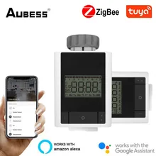 

Aubess Tuya ZigBee 3.0 Smart Thermostat Heater Controller TRV Thermostatic Radiator Valve Voice Control Work With Alexa Google