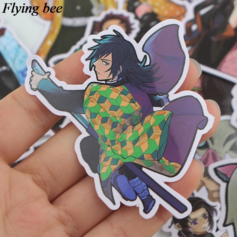 20 компл./лот(17 шт./компл.) Flyingbee демон убийца Kimetsu без Yaiba Стикеры аниме Стикеры s Набор «сделай сам» для Чемодан Стикеры для автомобиля ноутбука X0727