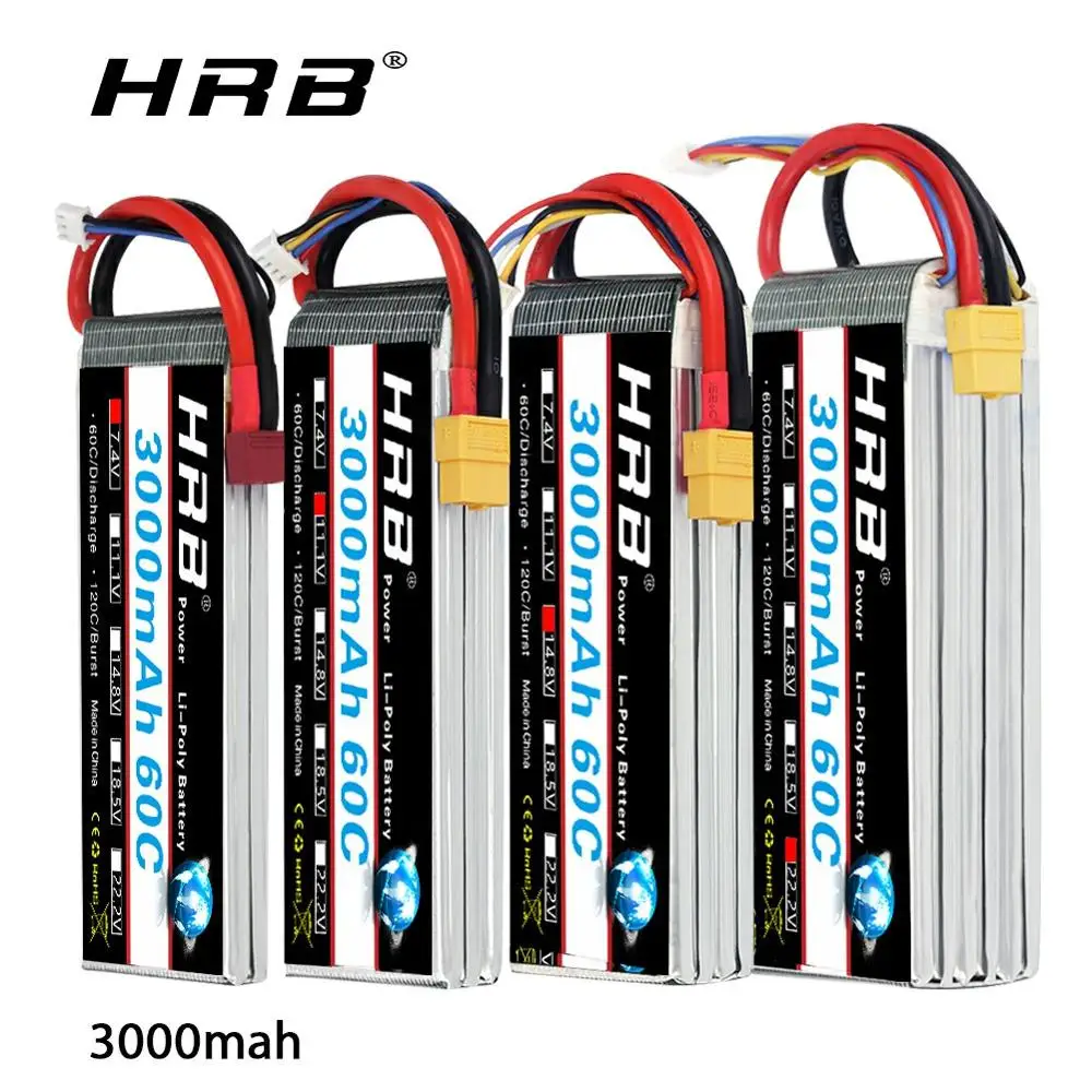 Аккумулятор HRB RC Lipo 2s 3s 4s 6S 22 2 в 3000 мАч 11 1 В 14 8 lipo 60C для радиоуправляемого