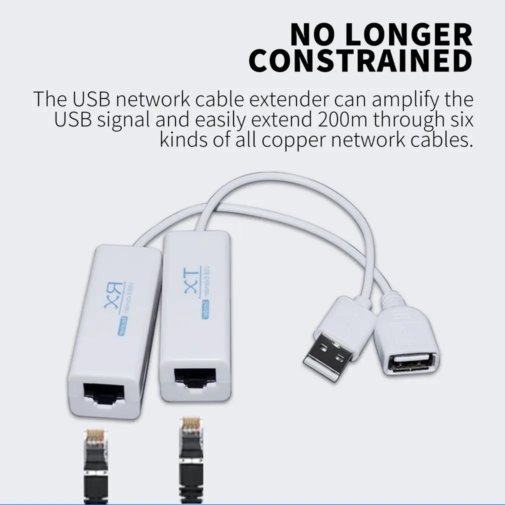 USB 2,0 200 м удлинитель по RJ45 Ethernet кабель USB2.0 RJ45 200 м удлинитель адаптер TX RX приемник отправителя