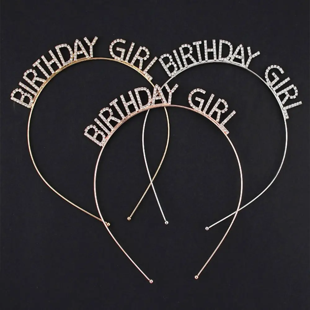 Letter Alloy Birthday Decoration Birthday Gift Rhinestone Crown Happy Birthday Headband Female Jewelry Korean Style Hair Hoop