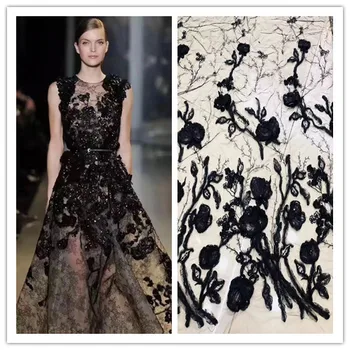 

nice looking feather embroidery tulle mesh lace fabric Cyndi-10.5611 with good quality for party dress