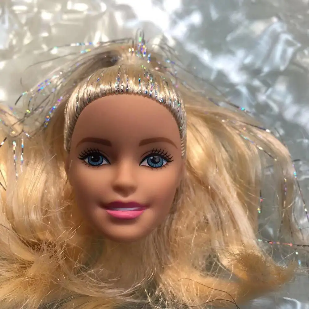 bling hair Идеальная принцесса, серебряная кукла, голова девушки, игровой дом, сделай сам, туалетная игрушка, декор тортов, коллекция кукольных головок для девочки, подарки на день рождения - Цвет: bling hair
