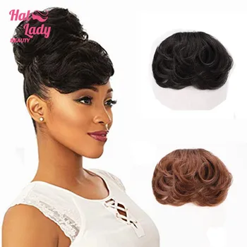 

Halo Lady Beauty Clip In Wavy Bangs Hair Brazilian 100% Human Hair Extensions Retro Curly Bangs Hairpieces Side Part Lace Bangs