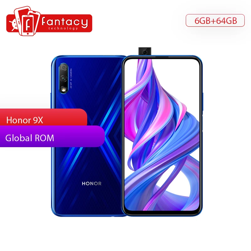

Honor 9X 6GB 64GB Smartphone Google Play 6.59'' Full Screen Kirin 810 4000mAh 48MP Front Elevating Camera Multiple Langue