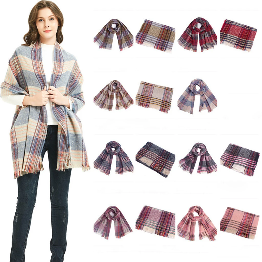 Hot 2019 New Spring Winter Scarf For Women Plaid Warm Cashmere Scarves Shawls Female Wraps Blanket Lady 919