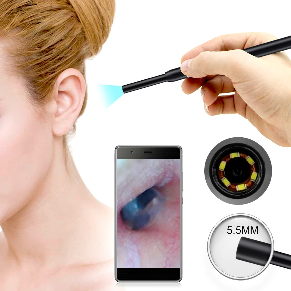 0.3MP 1.3MP Ear Cleaning Endoscope Cleaner HD Visual Camera Ear Wax Removal Spoon Otoscope Borescope Tool For Android/Type-c