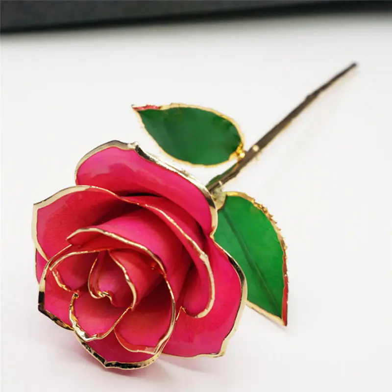 Valentine's Day Gift 24K Gold Plated Golden Rose Flower Holiday Present Wedding Party Decoration With Retail Box