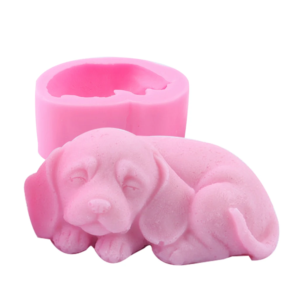 Cute Dog Shaped Silicone Soap Molds 3D Animal Crafts Decoration Resin Plaster Soap Making Cake Chocolate Mold Decorating Tools