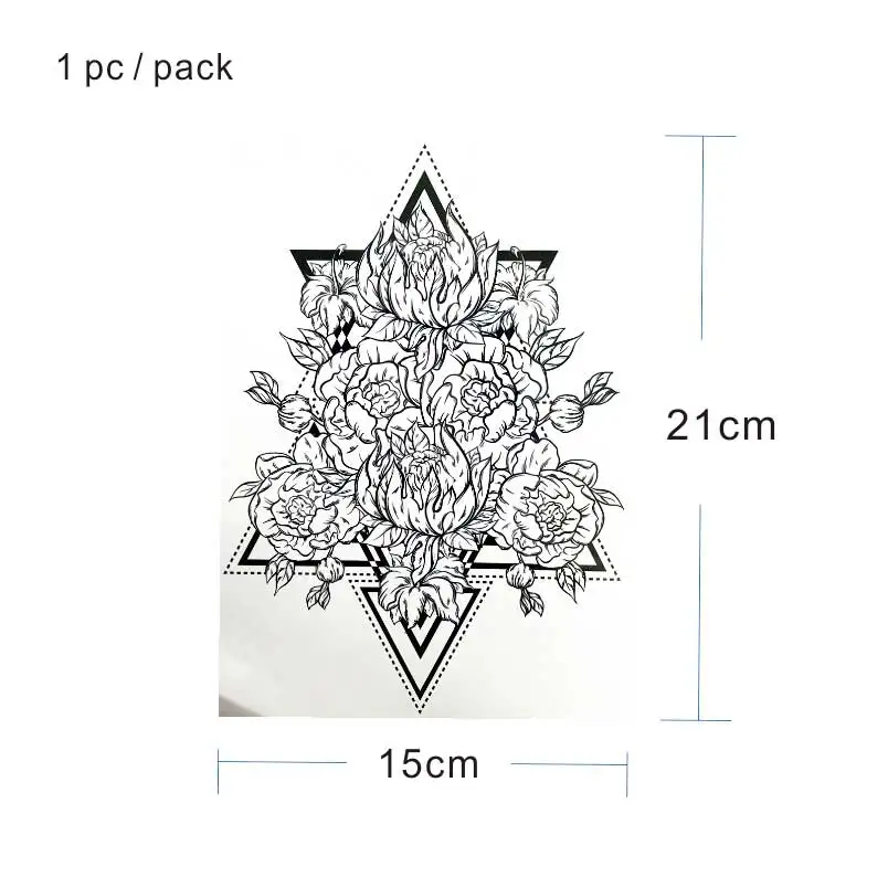ROT07 ROT18 1 PIECE Back or Sternum Body Classic Henna Lotus Flower Waterproof Temporary Tattoo Body Art - Цвет: ROT07