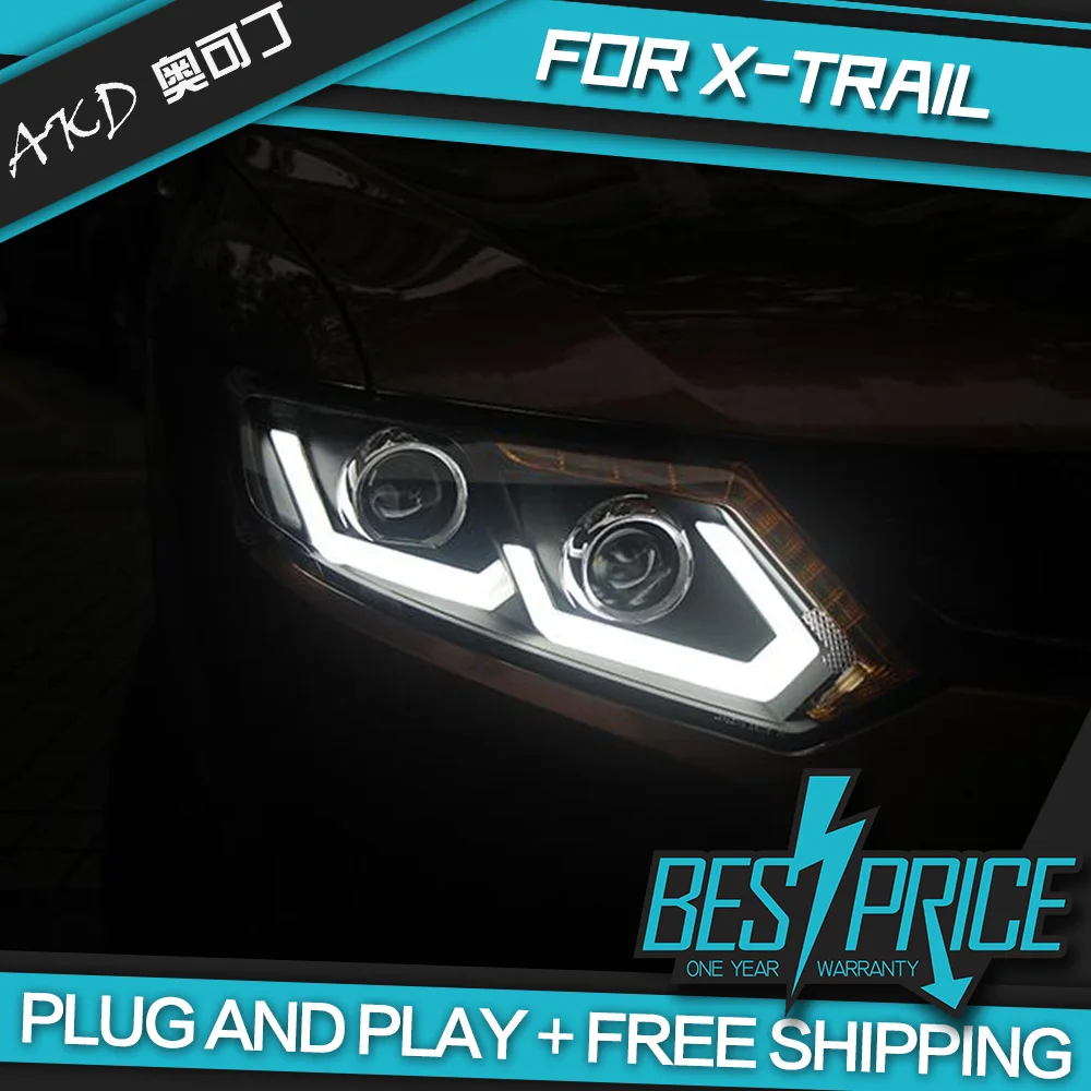 Car Styling Head Lamp case for Nissan X-trail Headlights- Rouge LED Headlight LED DRL H7 D2H Hid Angel Eye Bi Xenon