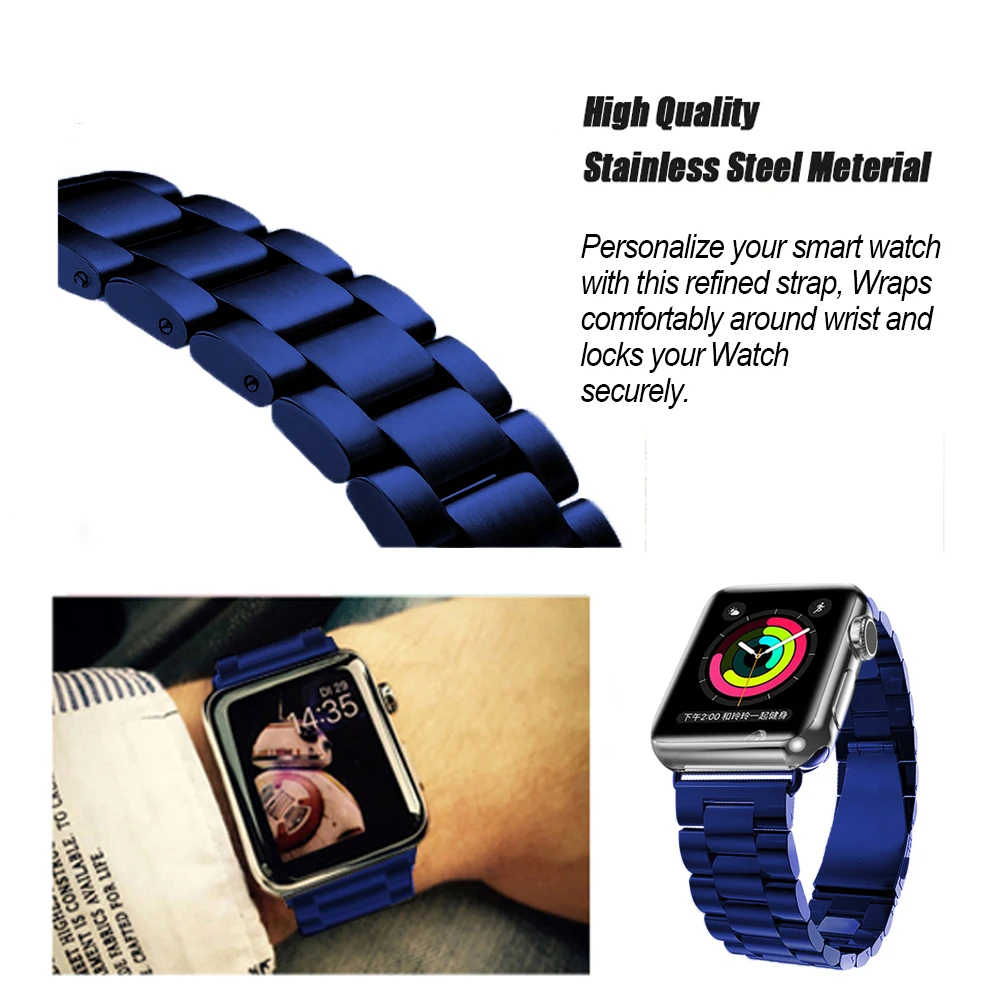 6 Apple watch iwatch stainless steel watch band blue 5