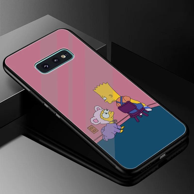 Стеклянный чехол Desxz The Simpsons из ТПУ для samsung Galaxy Note 8 9 S10 S7 Edge S8 S9 Plus