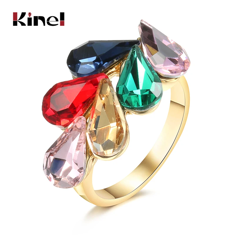 Уникальные кольца Kinel из натурального камня для женщин винтажные посеребренные в