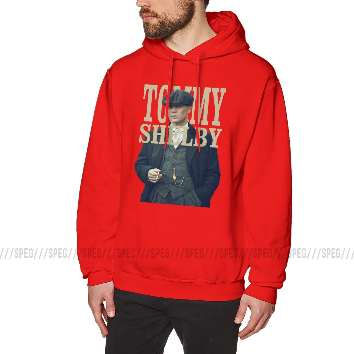 Красный Crazy Hoodies мужская толстовка с капюшоном из хлопка с изображением Томаса Шелби - Цвет: Красный