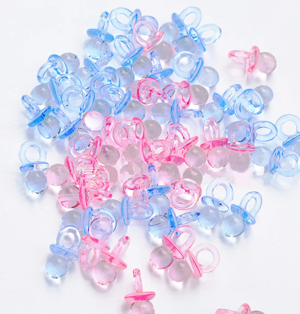 

50 Pcs Small Diamond Cut Clear Pacifiers Baby Shower Favors for Table Game Craft Party Decorations 12*21mm