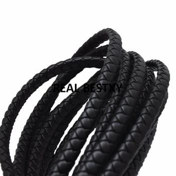

5m/lot approx: 9*6mm Black Braided Leather Rope Flat Cord Rope for Bracelet DIY Jewelry Making Findings Accessories Handmade