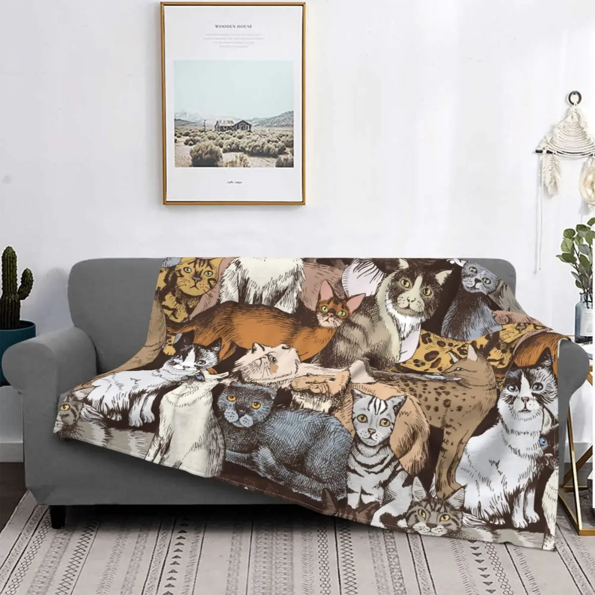 

Vintage Cats Blankets Coral Fleece Plush Animal Pet Lover Breathable Super Soft Throw Blankets for Bedding Travel Bedding Throws