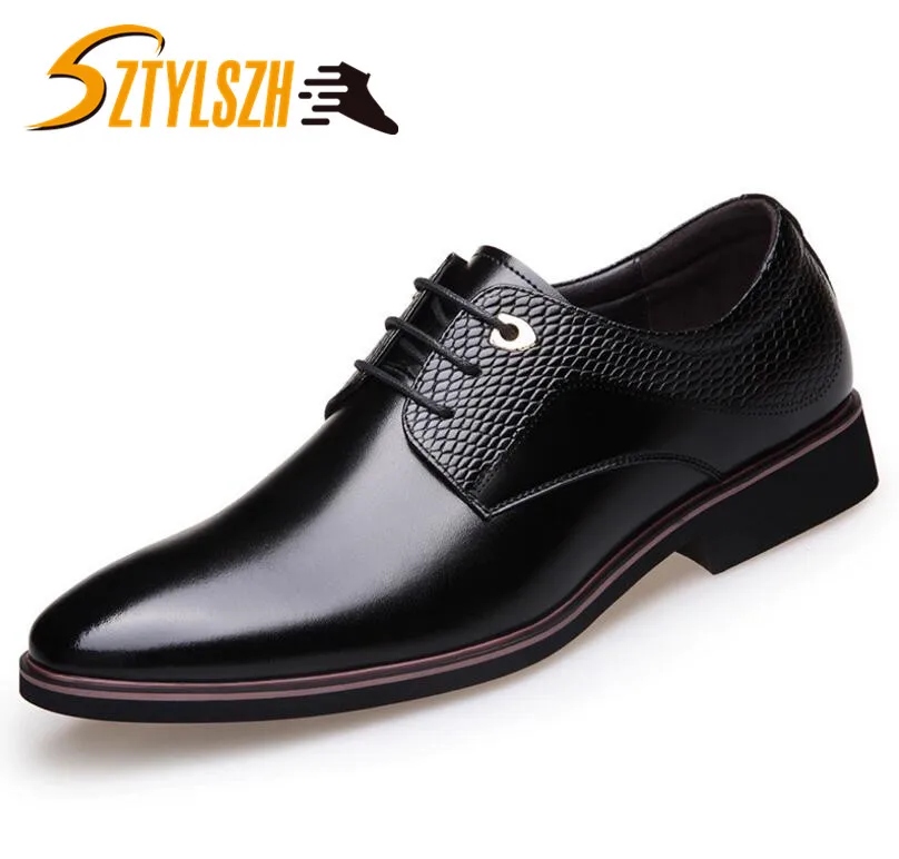 

Luxury Men's Dress Shoes Fashion Patent Leather Men Business Flat Shoes Black Brown Breathable Men Formal Office Working Shoes