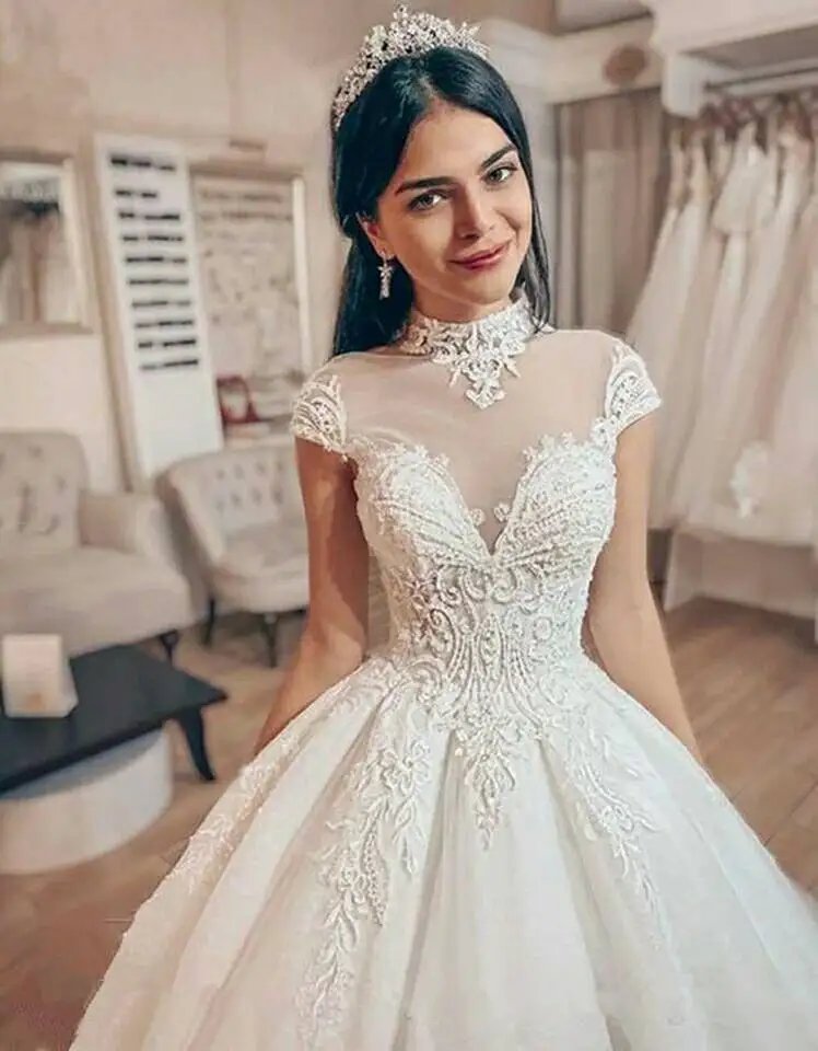 Gratis Verzending 2020 Nieuwe Mode Bruid Jurk Vestidos Formele Lace Up Korte Mouwen Elegant Party Bridal Baljurk Trouwjurken Gratis Verzending 2020 Nieuwe Mode Bruid Jurk Vestidos Formele Lace Up Korte Mouwen Elegant Party Bridal Baljurk Trouwjurken