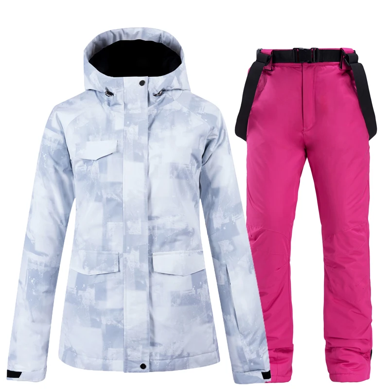 30 толстый теплый лыжный костюм для женщин водонепроницаемый ветрозащитный лыжный костюм и сноуборд куртка брюки набор женские зимние костюмы уличная одежда
